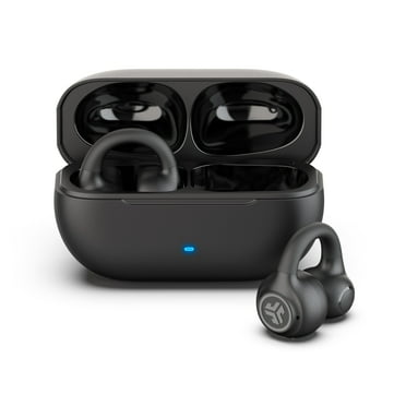 JLab Flex Open Earbuds, Black, Open-Ear Clip Design, 21+ Hr Playtime, IPX4, Multipoint, Clear Calls, Fast Pair