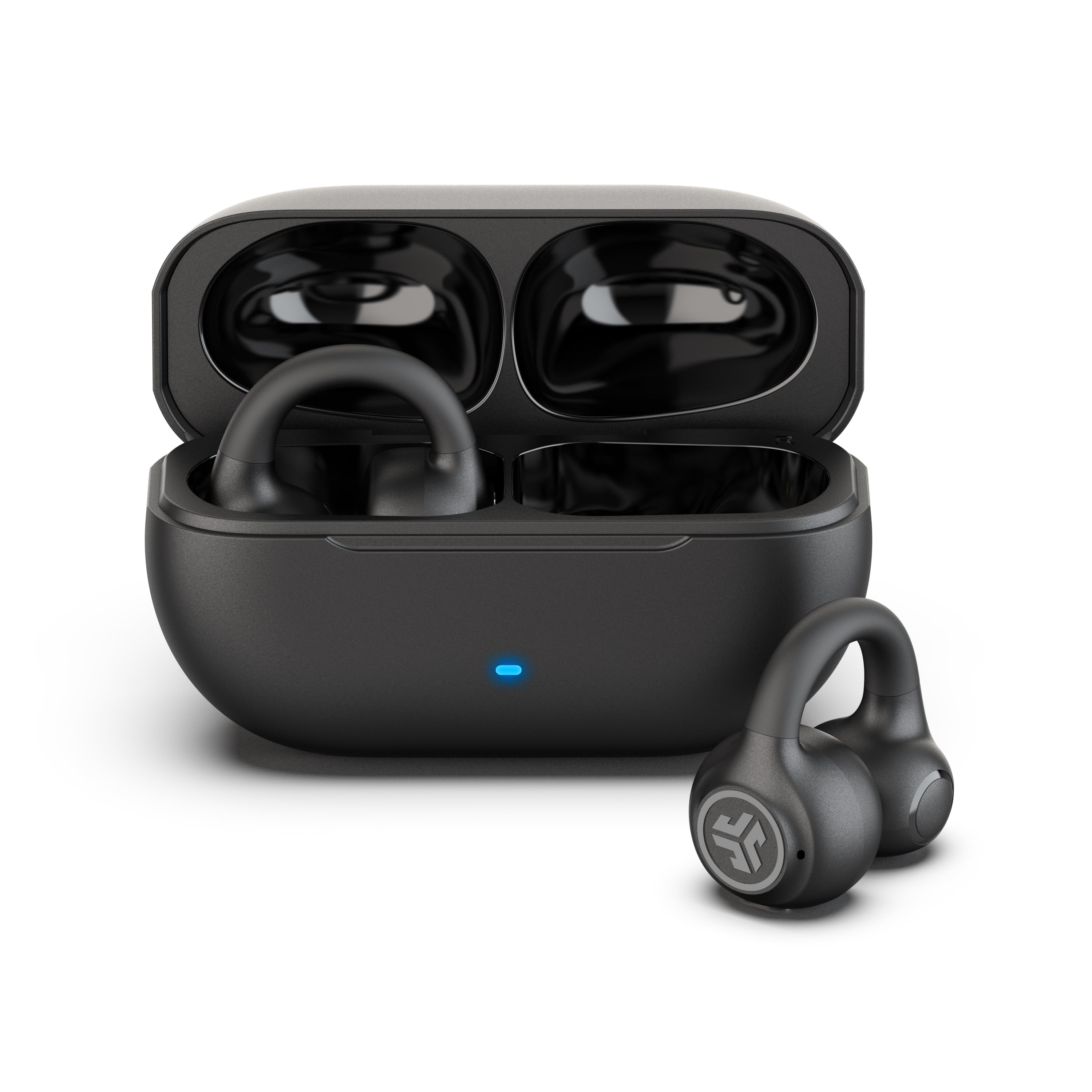 JLab Flex Open Earbuds Open Ear Clip On Fit 21 Hours Playtime IPX4 Water Proof Bluetooth Multipoint Noise Canceling Microphones for Clear Calls Google Fast Pair Android iOS Black Walmart