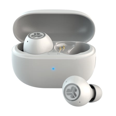 JLab GO Pop ANC Bluetooth Earbuds, Charging Case, Transparent Cloud White