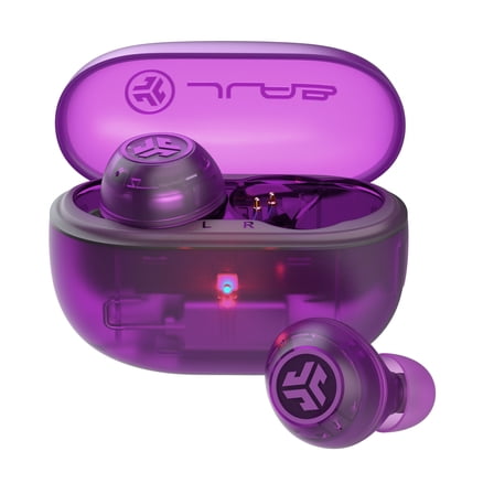 JLab GO Pop ANC Bluetooth Earbuds, Charging Case, Transparent Purple