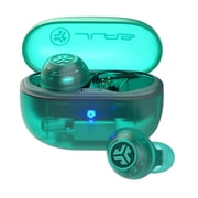 JLab GO Pop ANC Bluetooth Earbuds, Charging Case, Transparent Teal