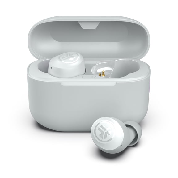 JLab Go Pop+ True Wireless Earbuds, Cloud White, Bluetooth 5.3, Dual Connect, IPX4, Be Aware Mode, Custom Sound & Controls via App