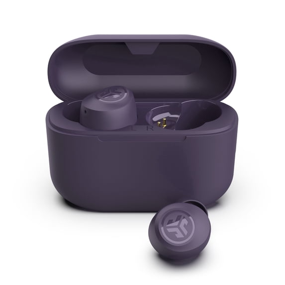 JLab Go Pop+ True Wireless Earbuds, Violet, Bluetooth, IPX4, Be Aware Mode, Customize Sound, Controls
