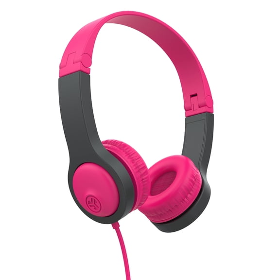 JLab JBuddies Folding Gen 2 Kid's Memory Foam Wired Headphones, Pink/Gray