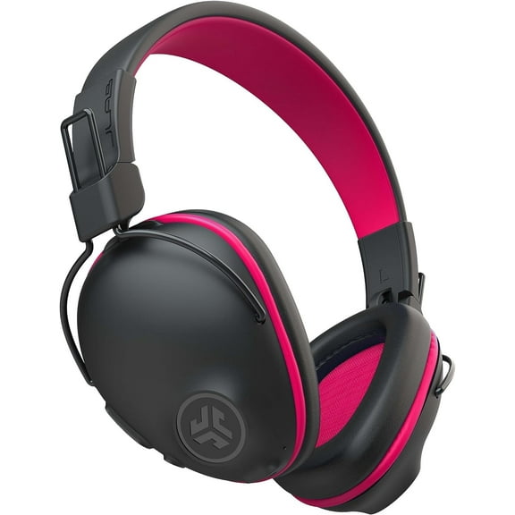 JLab JBuddies Pro Wireless Over-Ear Kids Headphones, 35+ Hour Battery Life, Built-in Volume Regulators for Safety, Share Mode, Folding, Adjustable, Noise Isolation, with Mic, Pink