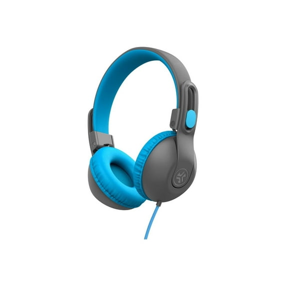 JLab JBuddies Studio 2 On Ear Wired Kids Headphones with Volume Safe, Blue/Gray