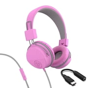 JLab JBuddies Studio Wired Blue Pink & 3.5 to USB-C Adaptor