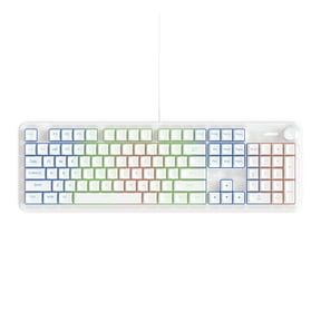 JLab Nightfall Wired Gaming Keyboard, RGB, Media Dial, Anti-Ghost, Full-Size, White