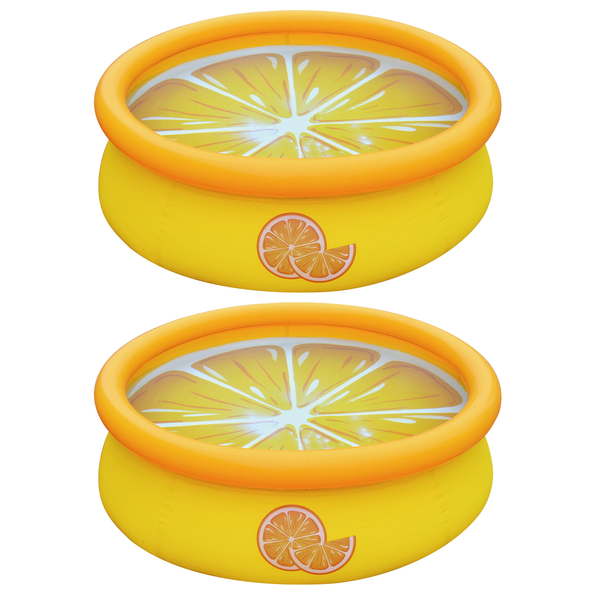 JLeisure 5 Ft 3D Orange Inflatable Outdoor Swimming Kiddie Pool (2 Pack)
