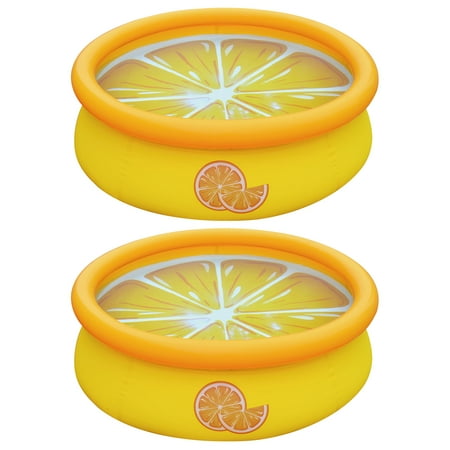 JLeisure 5 Ft 3D Orange Inflatable Outdoor Swimming Kiddie Pool (2 Pack)