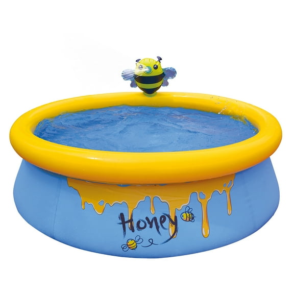 JLeisure Bee Spray 12010 5 Foot x 16.5 Inch Inflatable Above Ground Kids Swimming Pool