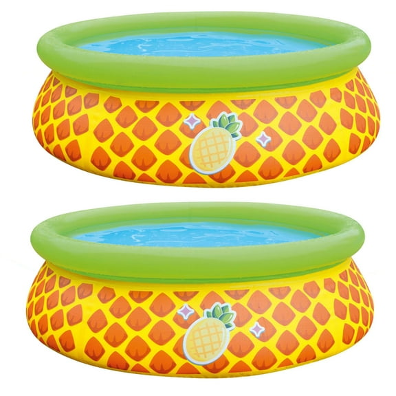 JLeisure Inflatable Round Pineapple Splash Kiddie Swimming Pool (2 Pack)