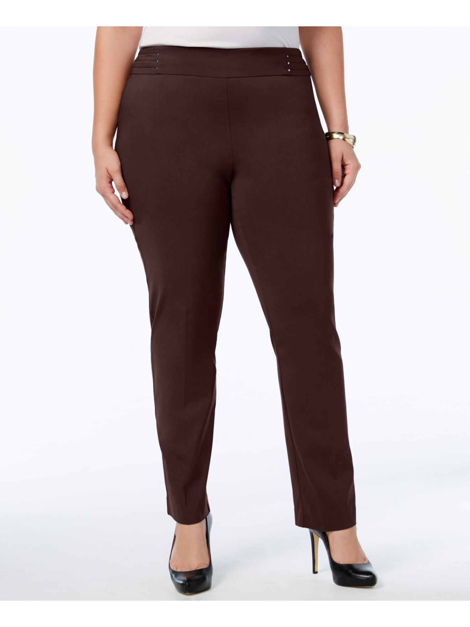 JM COLLECTION $59 Womens New Brown Straight leg Pants 18W Petites B+B