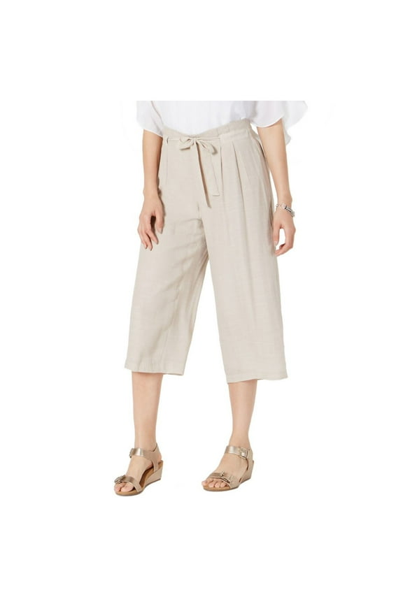 $60 Womens New 0706 Beige Tie Front Casual Pants 3X Plus B+B