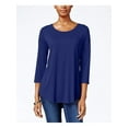thumbnail image 1 of JM COLLECTION Womens Blue 3/4 Sleeve Scoop Neck Top Size: S, 1 of 2