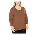 thumbnail image 1 of JM COLLECTION Womens Brown Long Sleeve Top Plus Size: 1X, 1 of 3