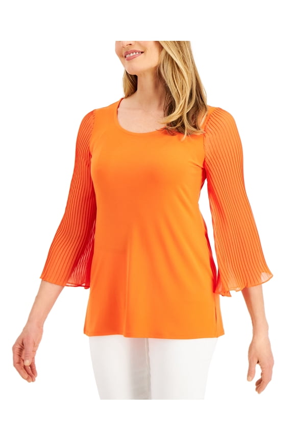 3/4-Sleeve Scoop-Neck Top True Pumpkin S