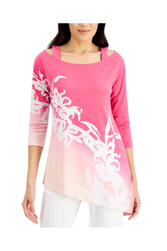 Asymmetrical Ombre Top Fuchsia Purple Combo S