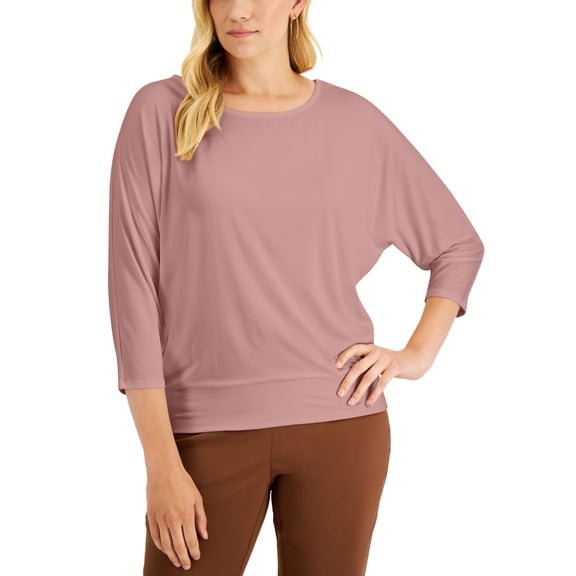 JM Collection Banded Hem Top Fresh Carnation XL