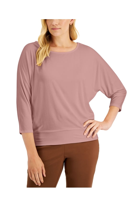 JM Collection Banded Hem Top Fresh Carnation XL