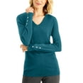 thumbnail image 1 of JM Collection Button Cuff V Neck Sweater Seaport 2XL, 1 of 1