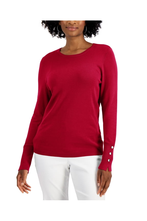 Button Sleeve Sweater Real Red 2XL