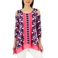 thumbnail image 1 of JM Collection Cold Shoulder Layered Look Top Fuchsia Purple Combo S, 1 of 1