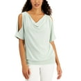 thumbnail image 1 of JM Collection Cold Shoulder Metallic Top Enchanted Mint L, 1 of 1
