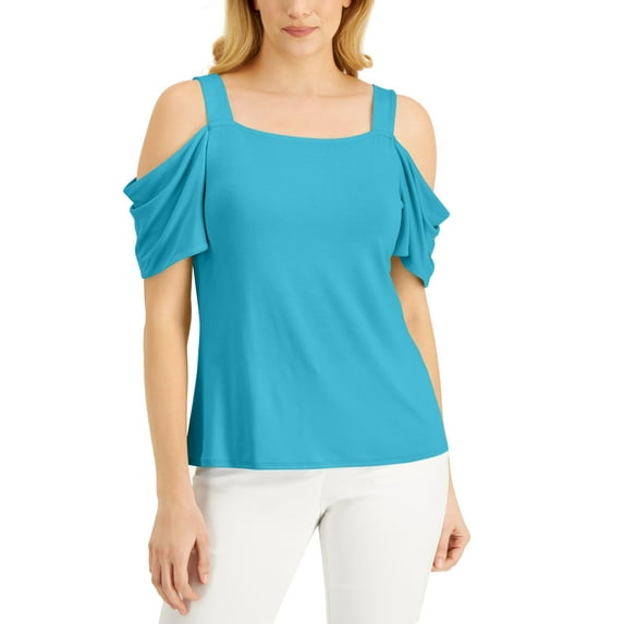 JM Collection Cold Shoulder Top Button XS