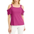 thumbnail image 1 of JM Collection Cold Shoulder Top Fuchsia Tulip S, 1 of 1