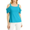 thumbnail image 1 of JM Collection Cold Shoulder Top Seafoam Blue 2XL, 1 of 1