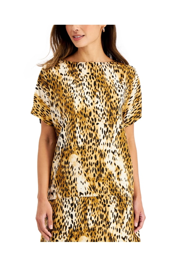 Colorblocked Cheetah Print Top Neutral Combo S