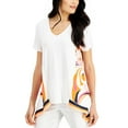 thumbnail image 1 of JM Collection Colorblocked Handkerchief Hem Top Bright White Combo L, 1 of 1