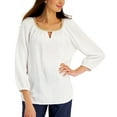 thumbnail image 1 of JM Collection Cotton Beaded Neck Top Bright White XL, 1 of 1