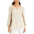 thumbnail image 1 of JM Collection Cotton Beaded Neck Top Sugar Sand 2XL, 1 of 1