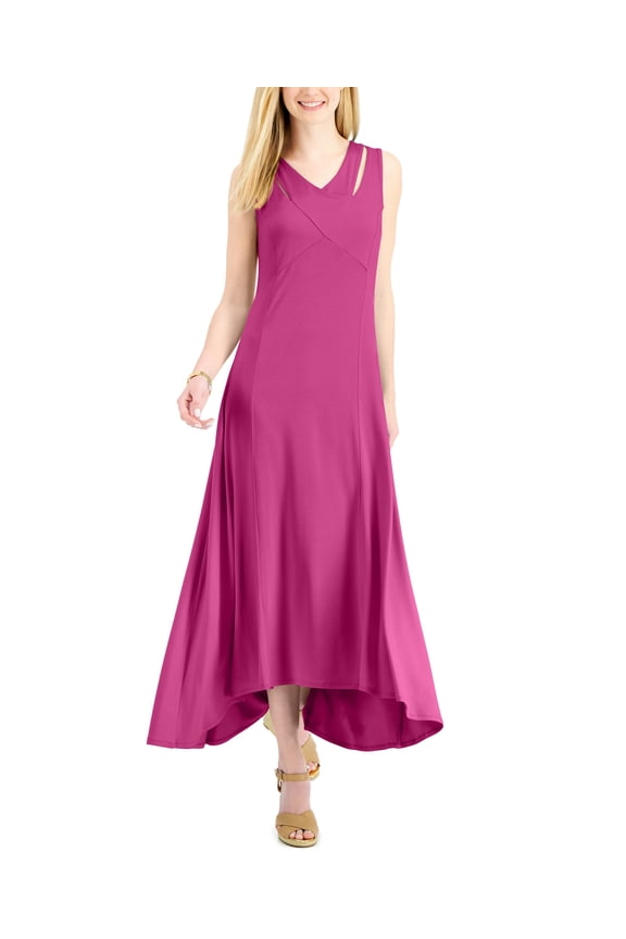 Crossover Front Maxi Dress Fuchsia Tulip L