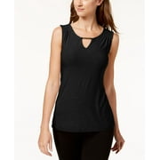 JM Collection Embellished Keyhole Top Deep Black XS