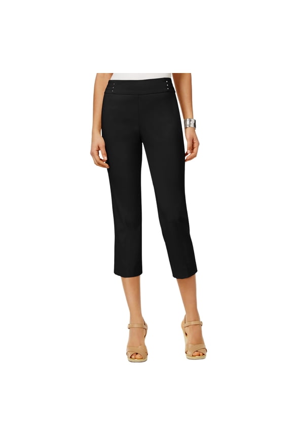Embellished Pull On Capri Pants Deep Black S