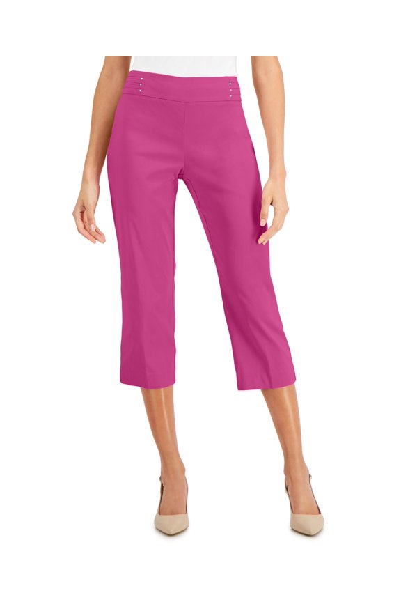 Embellished Pull On Capri Pants Fuchsia Tulip L