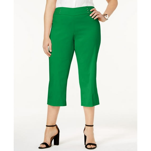 JM Collection Embellished Pull-On Capri Pants Green Emerald S