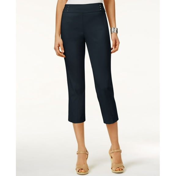 JM Collection Embellished Pull On Capri Pants Intrepid Blue M