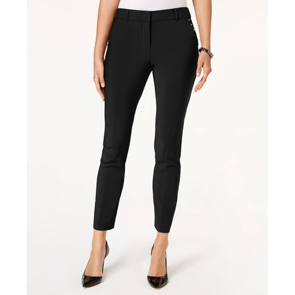 JM Collection Embellished Skinny Pants (Deep Black, 6)