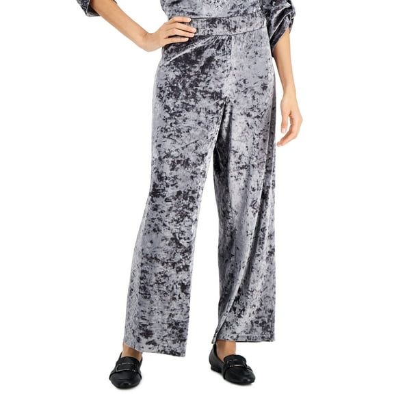 JM Collection Embroidered Velvet Pants Ultimate Gray S