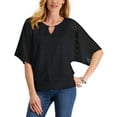 thumbnail image 1 of JM Collection Eyelet Poncho Top Deep Black XS, 1 of 1