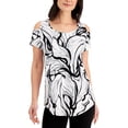 thumbnail image 1 of JM Collection Floral Print Cold Shoulder Top Bright White Combo M, 1 of 1