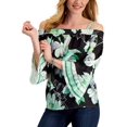 thumbnail image 1 of JM Collection Floral Print Cold Shoulder Top Deep Black Combo M, 1 of 1