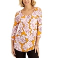 thumbnail image 1 of JM Collection Floral Print Cold Shoulder Top Red Violet Combo L, 1 of 1