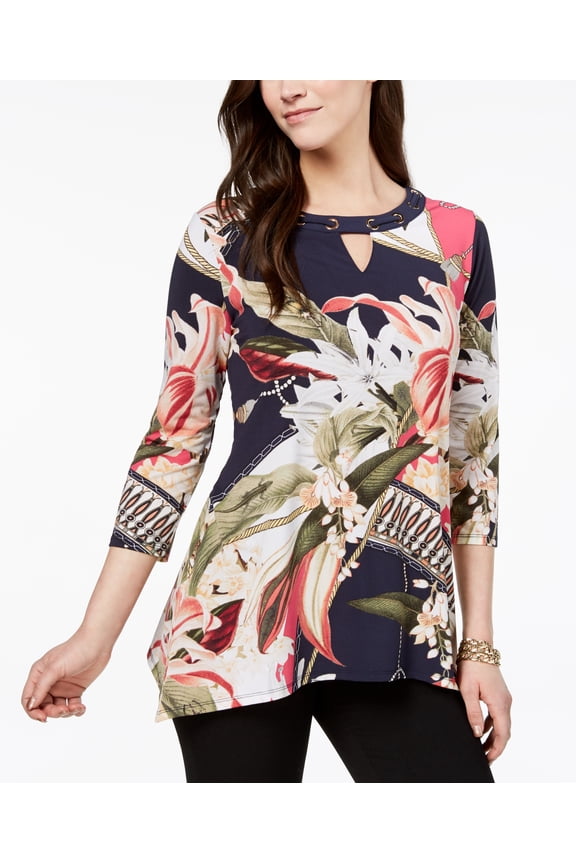 Grommet Trimmed Keyhole Tunic Status Botanic L