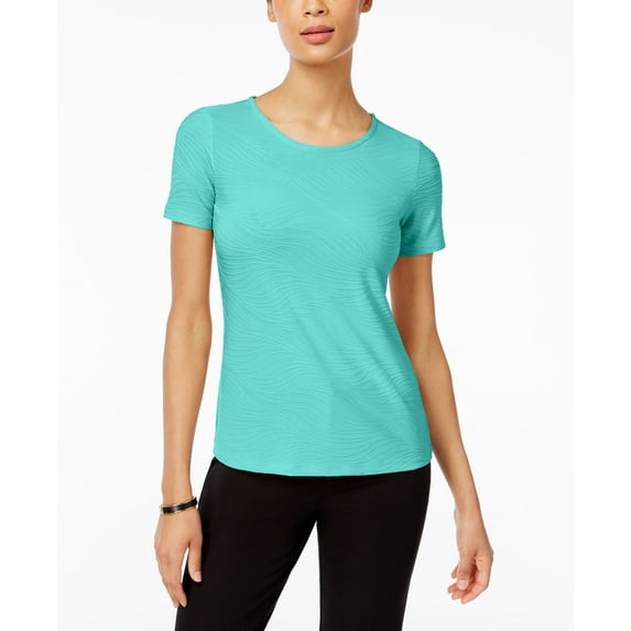 JM Collection Jacquard T-Shirt Pacific Aqua XL