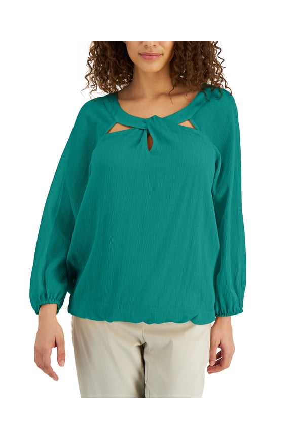 Metallic Detail Keyhole Top Amalfi Blue L